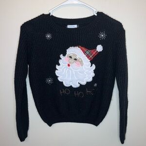 Arshiner Girls Black Christmas Holiday Santa Claus Sweater Size L EUC